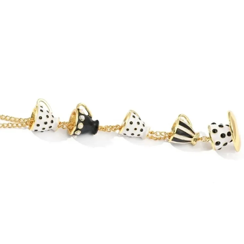 Alice in Wonderland Black & Gold Tea Party Necklace